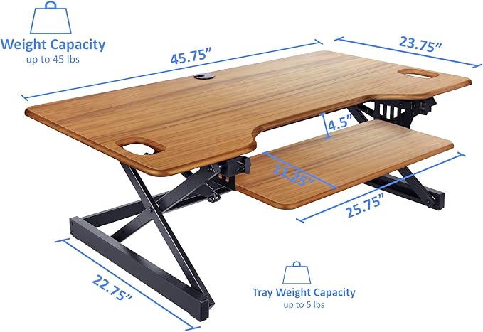 Rocelco 46" Large Height Adjustable Standing Desk Converter - Image 4