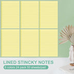 24 Pack Lined Sticky Notes 4X6 in Self Sticky Note Pads Colorful Post Stickies - Image 3