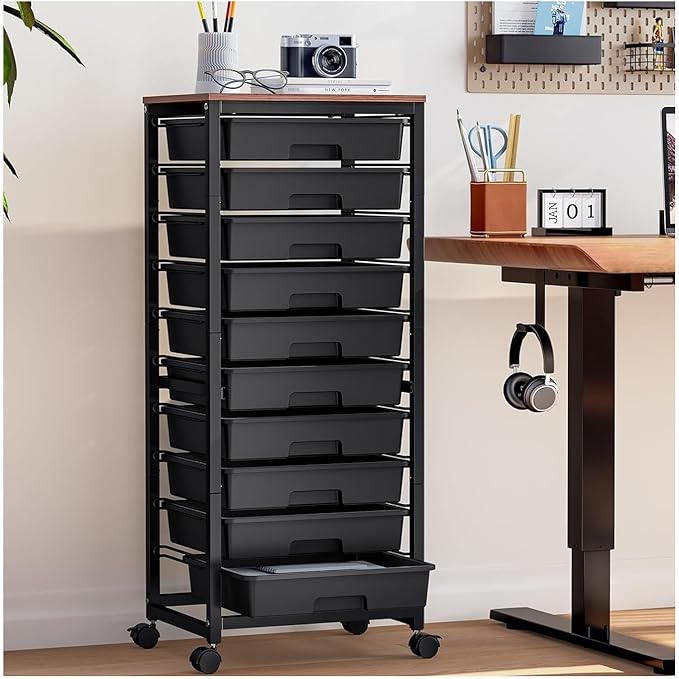 SYKIARIOL Rolling Cart with Drawers, 10 Drawer Rolling Cart, Rolling storage - Image 6