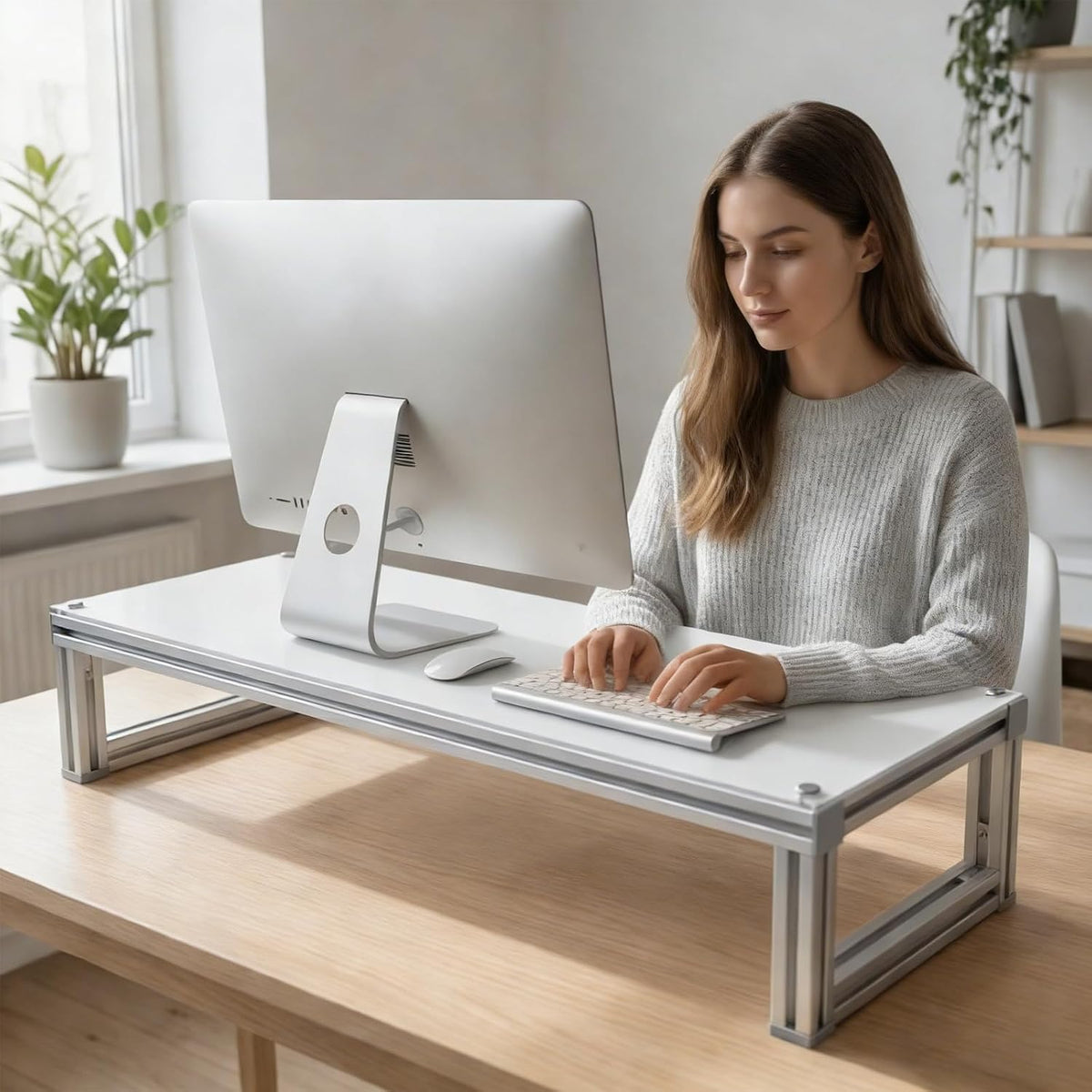 Monitor Stand Riser Acrylic Aluminum, Heavy Duty Ergonomic Screen Stand with ...