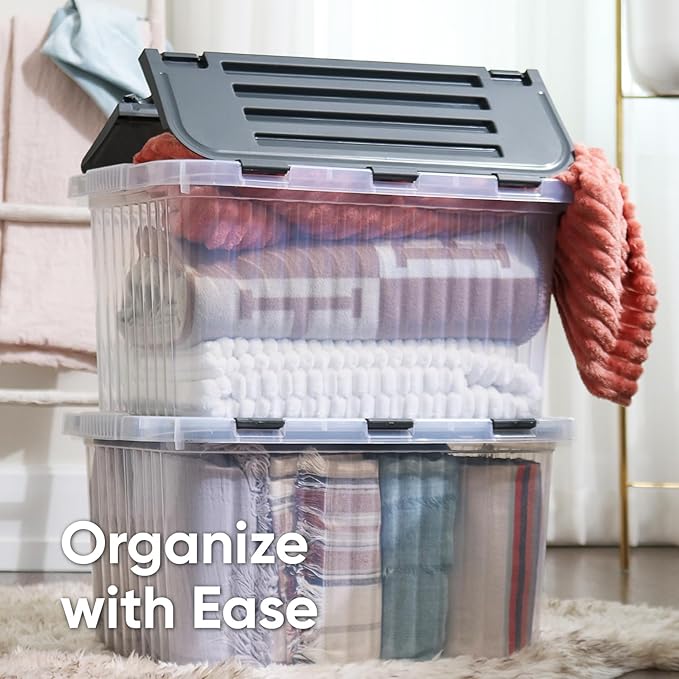 Superio Storage Bins with Lids, Stackable Totes, BPA Free, Odor Free, Organizer - Image 5