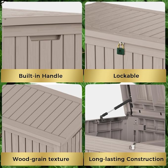 TARKARI 180 Gallon Lockable Resin Deck Box, Waterproof & UV-Resistant Outdoor - Image 6