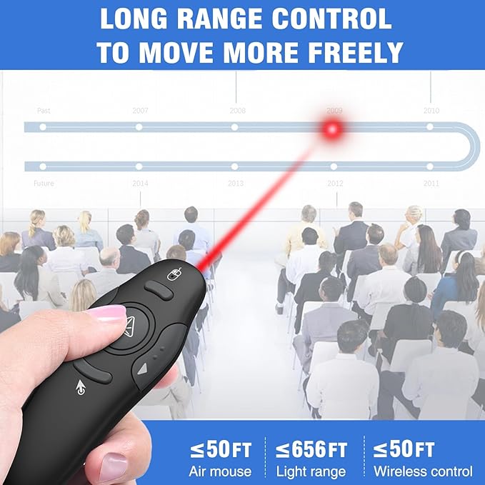 Air Mouse Clicker for Powerpoint Presentations, Rechargeable Wireless Presenter - Image 5