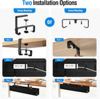Under Desk Cable Management Tray, 36-Inch Heavy Duty No-Drill Clamp & Screw - Image 6