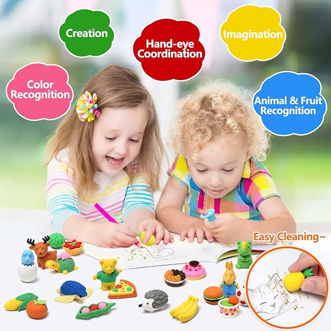 150 Pack Animal Erasers for Kids Puzzle Pencil Erasers 3D Mini Eraser Toys for - Image 3