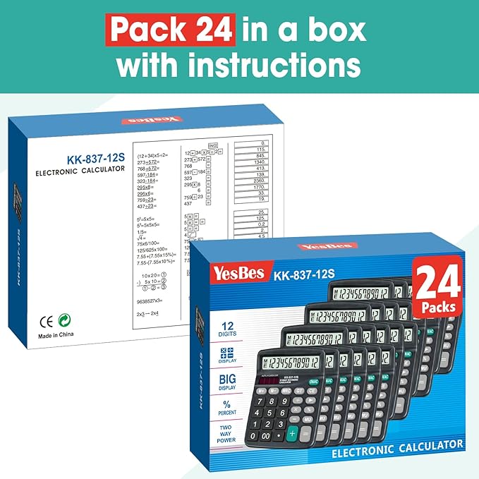24 Pack Calculator Bulk, 12 Digits Calculators Desktop - Image 7