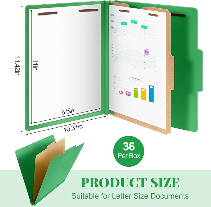Skyygemm 36 Pcs Classification Folders Letter Size, 1 Divider Pressboard File - Image 2