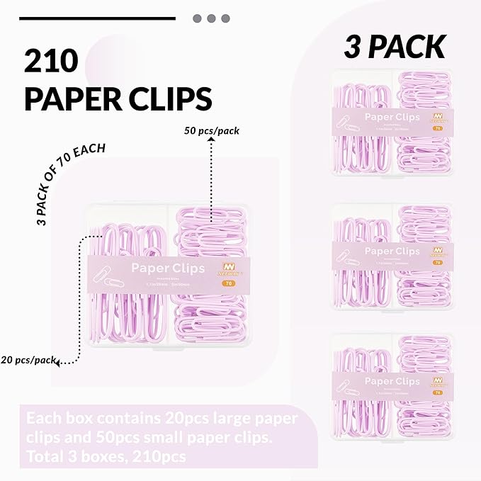 NEEWAY Colorful Paper Clips Assorted Sizes, Small and Large Paperclips - Image 3