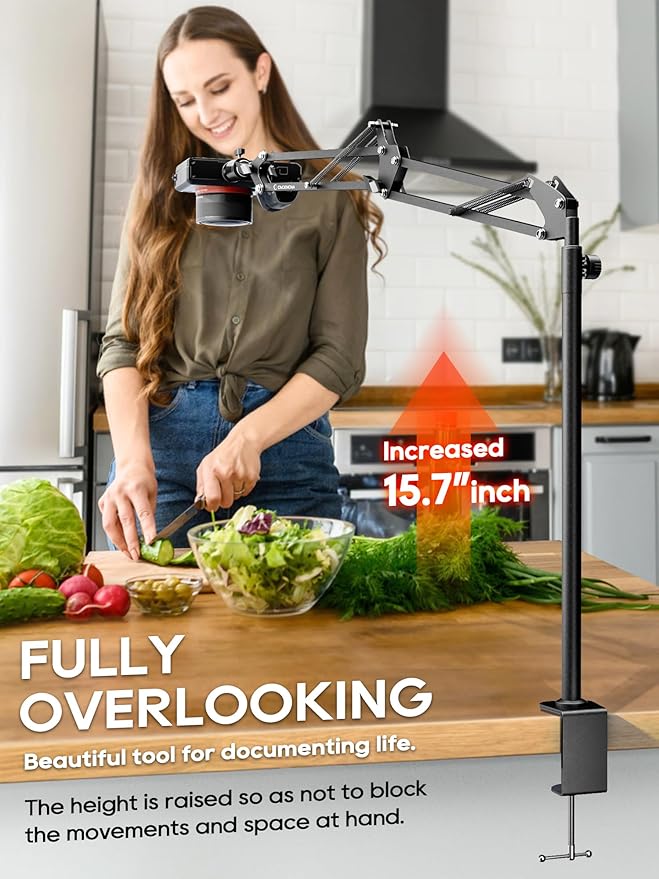 CACENCAN Overhead Camera Mount, 5lb Horizontal Load-Bearing, 360° Adjustable - Image 2