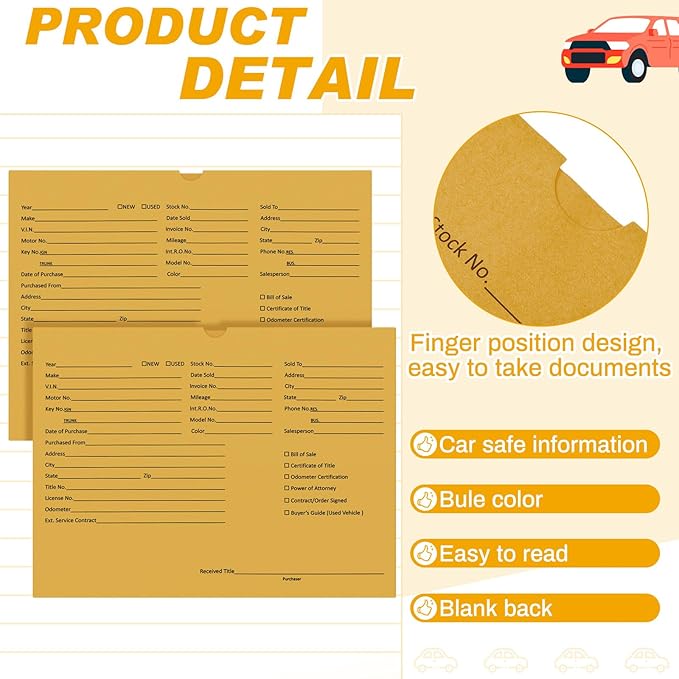 120 Pcs 9 x 12 In Vehicle Dealer Jackets - Image 3