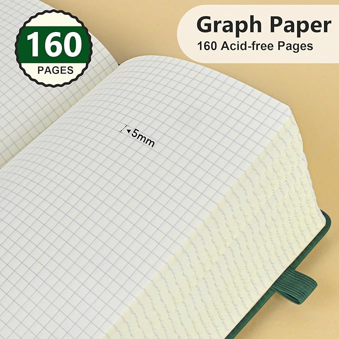 PERCUN Graph Paper Notebook, 160 Pages Grid Journal - Image 4