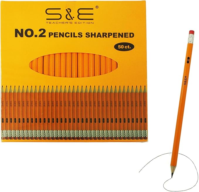 S & E TEACHER'S EDITION Wood-Cased #2 Pencils 50Pcs, Pre-Sharpened Pencils by SETEACHERSEDITION