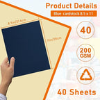 Guakicae 40 Sheets Navy Blue Cardstock 8.5 x 11 Copy Paper, 200gsm/75lb - Image 2