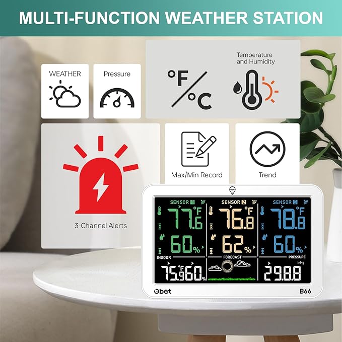 OBET Weather Station Wireless Indoor Outdoor Thermometer - Image 4