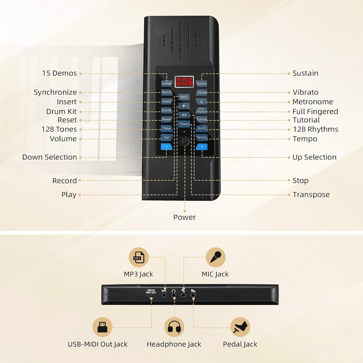 POGOLAB 61 Keys Roll Up Keyboard Piano, Portable Electric Foldable Piano with...