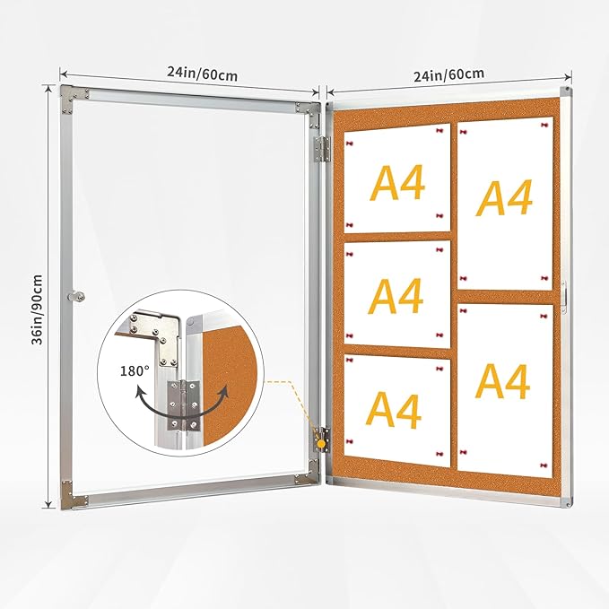 Outdoor Enclosed Bulletin Board, Weatherproof Cork Noticeboard - Image 3