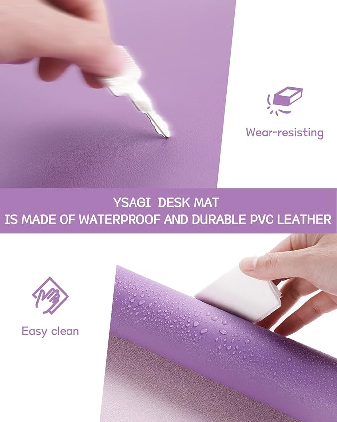 YSAGi Non-Slip Leather Desk Pad, Waterproof Laptop Computer Desk Keyboard Mat - Image 5