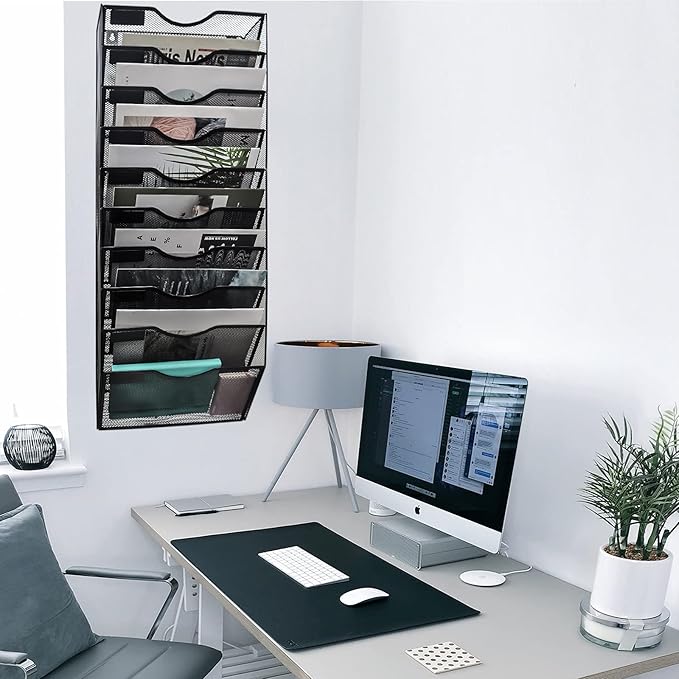 EASEPRES 10 Pocket Mesh Hanging Wall File Organizer, Wall Mounted Mail Paper - Image 5