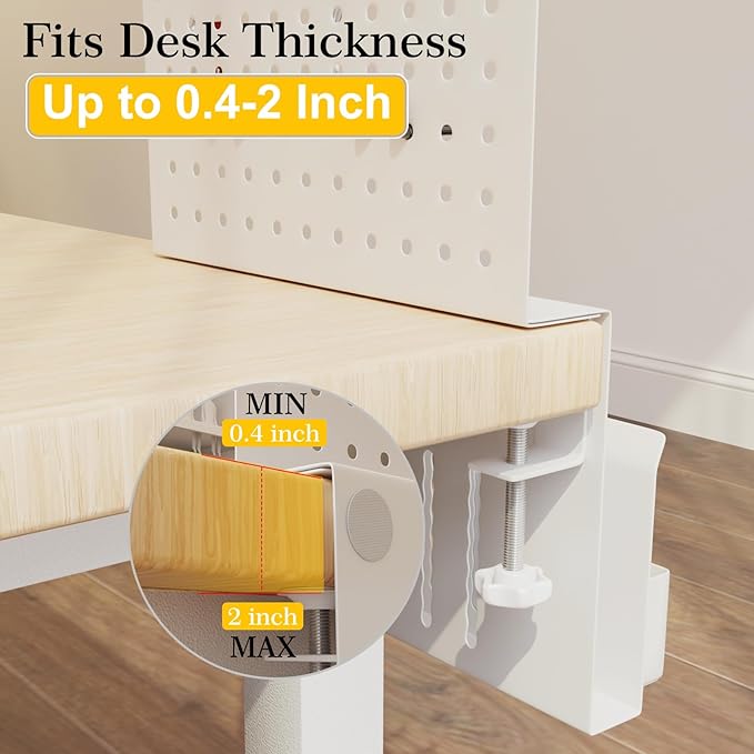 Henitol Clamp-on Desk Pegboard, Desk Side Storage, Steel Privacy Panel - Image 2