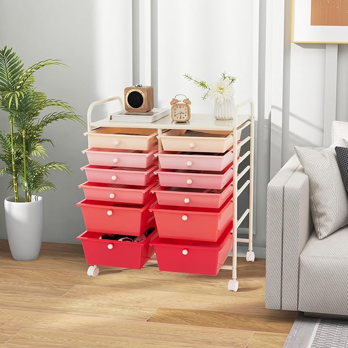 Happygrill 12-Drawer Rolling Storage Cart, Utility Cart - Image 2
