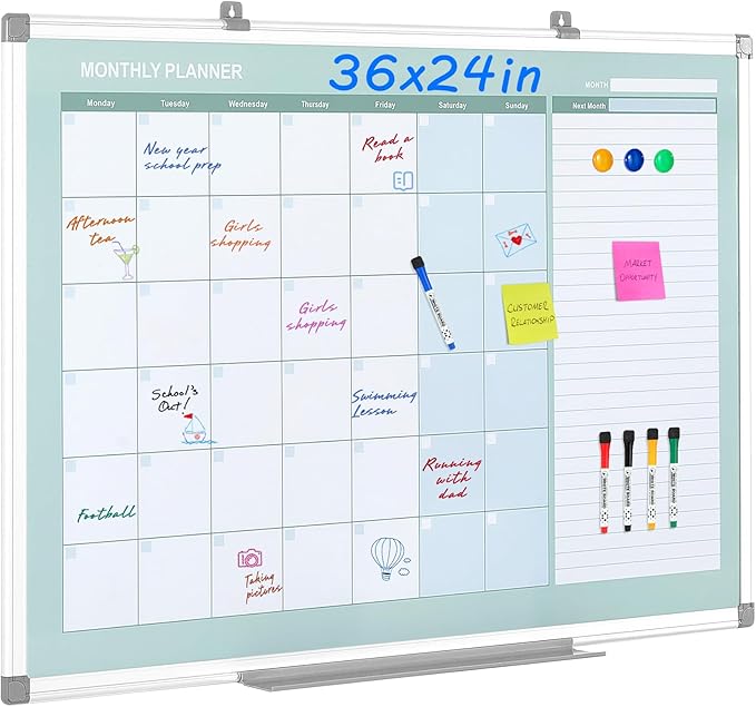 MAKELLO Dry Erase Calendar for Wall 36" x 24", Large White Board Calendar by MAKELLO