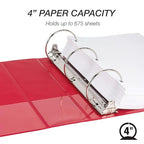 Samsill 4 Inch 3 Ring Binder, Made in USA, Economy Round Ring, 675 Sheet - Image 3