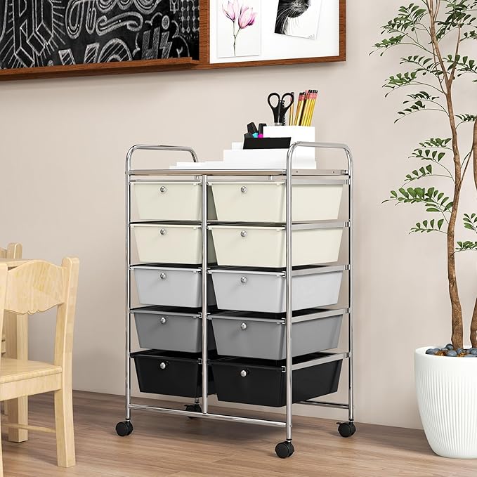 GOFLAME 10-Drawer Rolling Storage Cart, Art Craft Storage Organizer on Wheels - Image 9