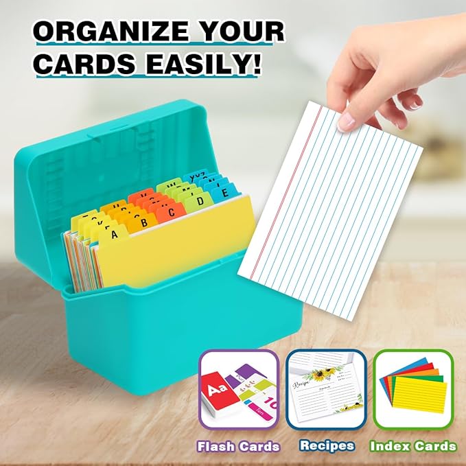H4D 4x6 Index Card Holder with 100 Heavyweight Ruled Index Cards and 25 Plastic - Image 6