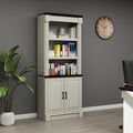 72" Roman Column Bookcase with Double Door Cabinet, 5 Tiers Tall Bookshelf by Bevfint