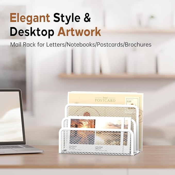 SUPEASY Mail Organizer for Desk, Mesh Metal Mail Holder Countertop - Image 6