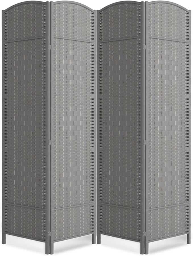 cocosica Paper Rope Room Divider, 4 Panel Wood Mesh Woven Design Screen by cocosica