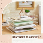 Harloon 4 Tier Acrylic Paper Tray 13 x 10 x 1.7 Inches Stackable Letter Clear - Image 3