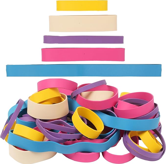 65Pcs Rubber Bands Assorted Sizes Colors 6 sizes #82#84 size94 size64 size107 by Damyda