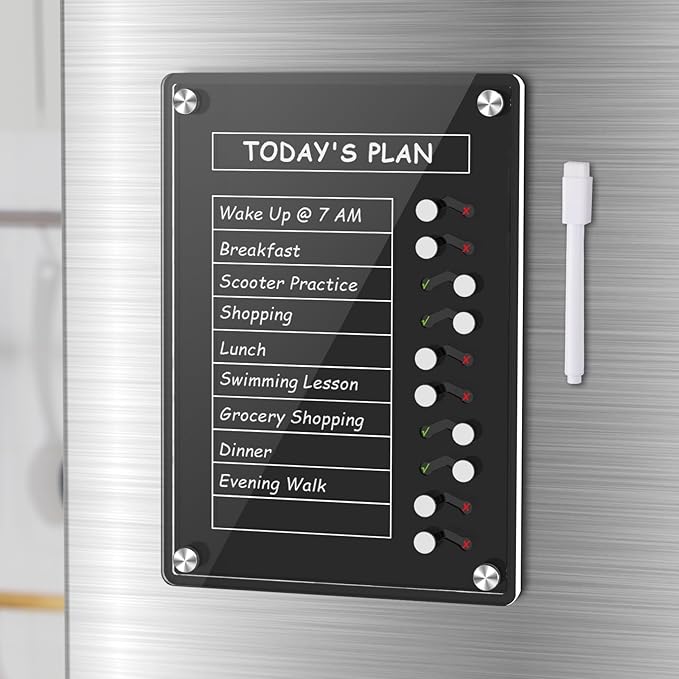 NiHome Black Acrylic Magnetic to Do List Planning Board by NiHome