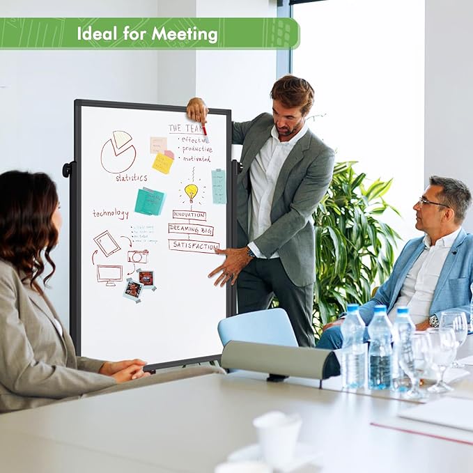 Rolling Whiteboard on Wheels, 32x48 Inches Double-Sided Magnetic Dry Erase Board - Image 5