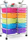 COSTWAY 15 Drawer Rolling Storage Cart, Utility Tools Paper Organizer on Wheels by COSTWAY