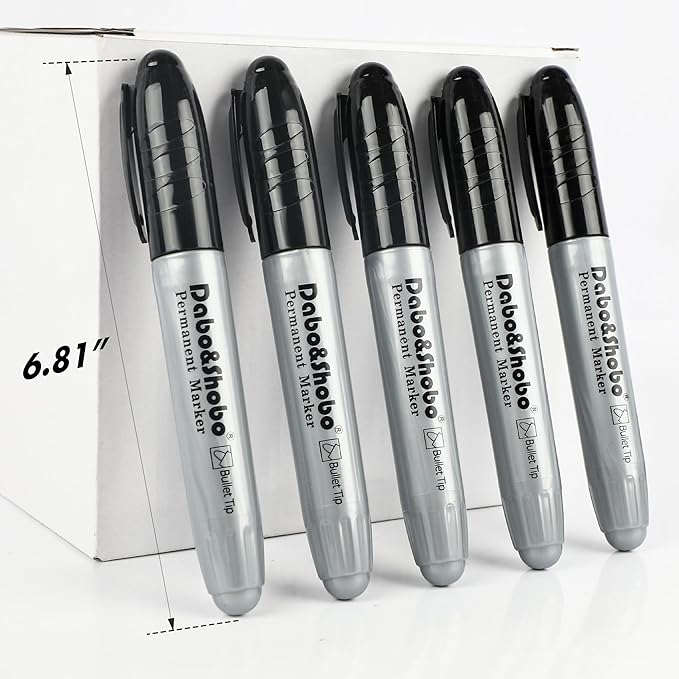 Dabo&Shobo Permanent Markers Jumbo Size, Bullet Tip, Large Black Permanent - Image 4