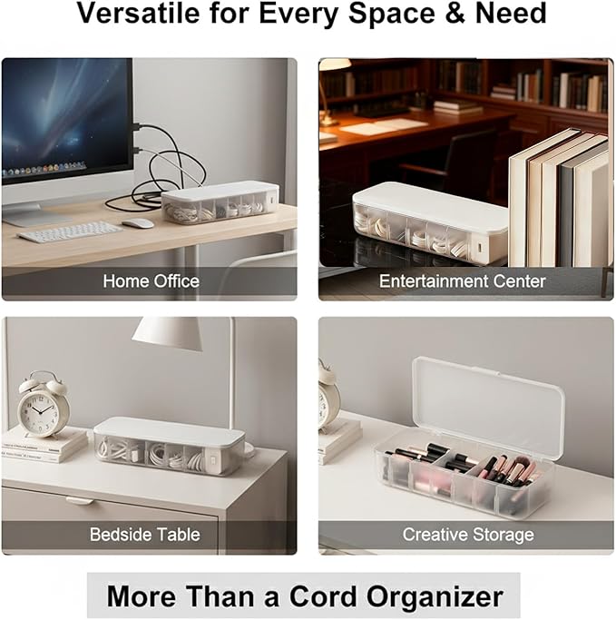 Cord Organizer Box with Lid, 7 Compartment Cable Management with 7 Wire Ties - Image 9