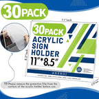 Aheroi 30Pcs Acrylic Sign Holder 8.5 x 11, L-shape Clear Sign Holders, - Image 2