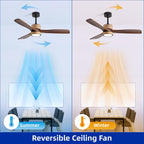 52 inch boho downrod ceiling fan with light showing dimensions