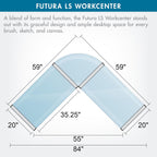 SD STUDIO DESIGNS Futura LS WorkCenter with Tilt Top Adjustable Drafting Table Craft Table Drawing Desk Hobby Table Writing Desk Studio Desk, Silver / Blue Glass