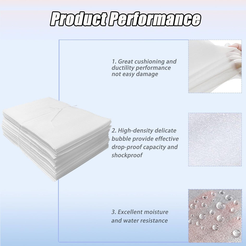 XHmax 100PCS 6x8Inch Cushioning Foam Pouche for Moving and Storing | Reusable,Waterproof,for Small Fragile Items,Small Electronic Products,Cosmetic Products,Jewelry,Glasses,Cups