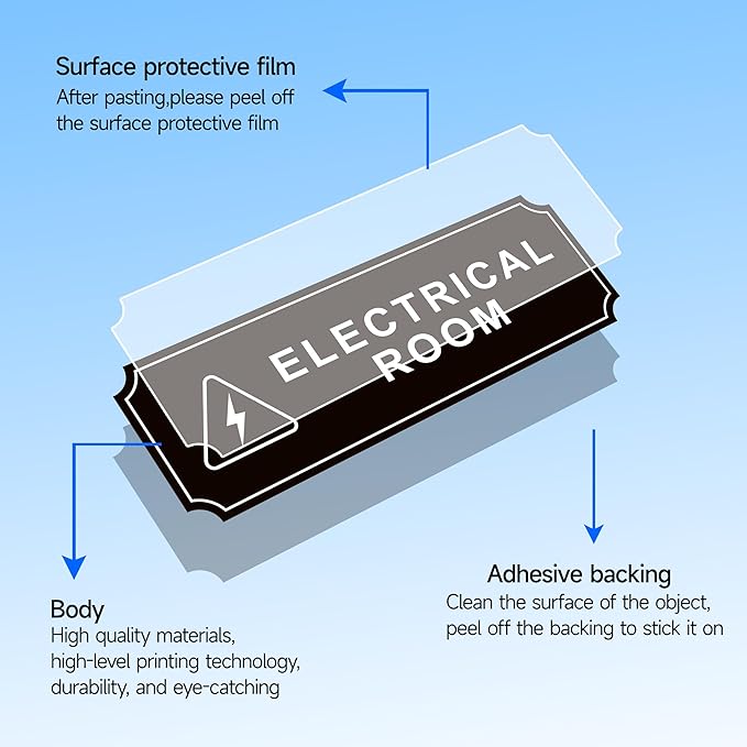 Electrical Room Door Sign for Business，Self-Adhesive Durable Modern Electrical - Image 3