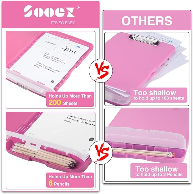 Sooez Clipboard with Storage, High Capacity Nursing Clip Board 8.5 x 11 with - Image 3