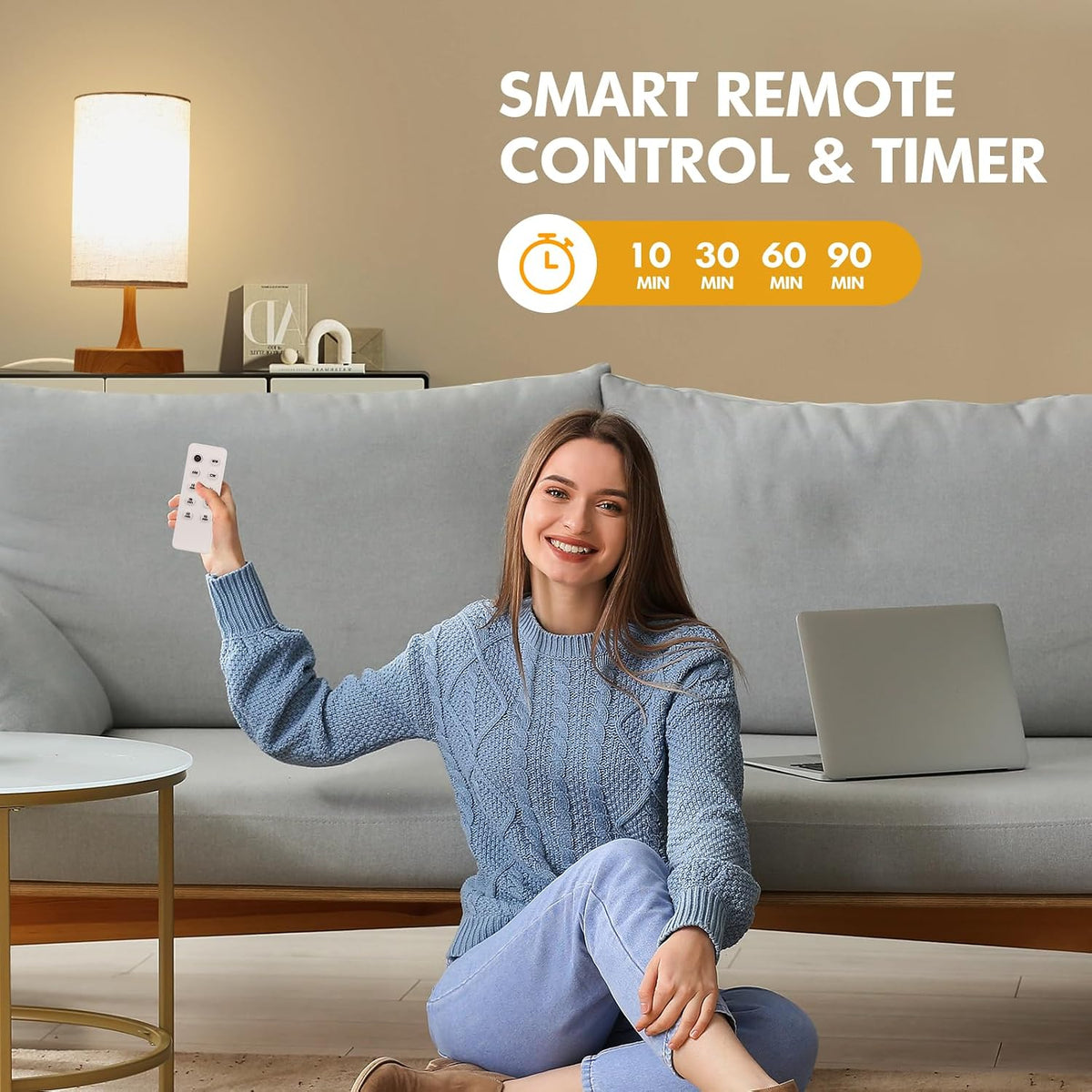 Caromolly Light Therapy Lamp, Sunlight Lamp 10000 Lux with Remote Control, 3 ...