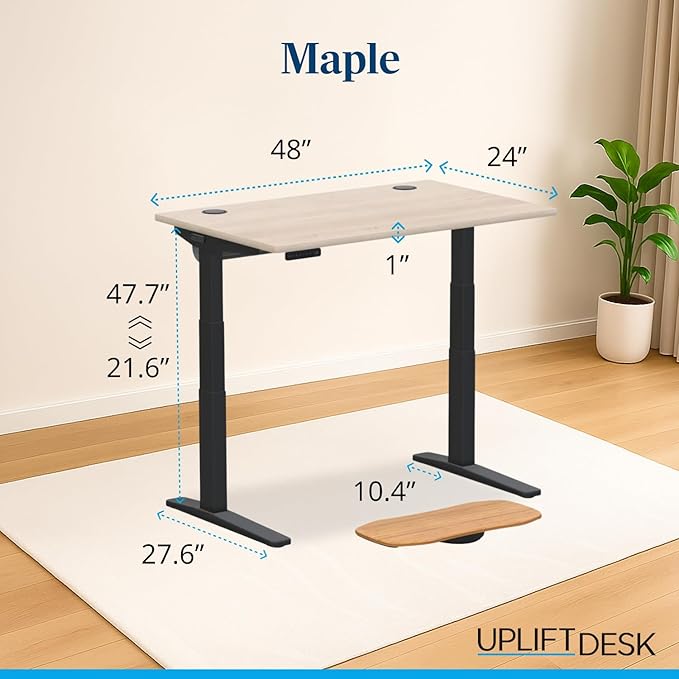 UPLIFTDESK V3 2-Leg Maple Laminate Wood Standing Desk – Adjustable Height - Image 2