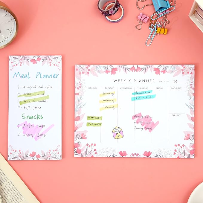 Weekly Planner Notepad Tear Off Set of 2 Weekly Calendar Pad 52 Undated To Do - Image 3