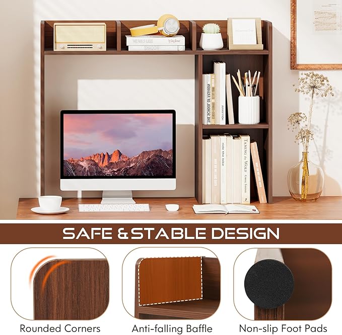 Tangkula Desktop Bookshelf, Countertop Storage Hutch - Image 6