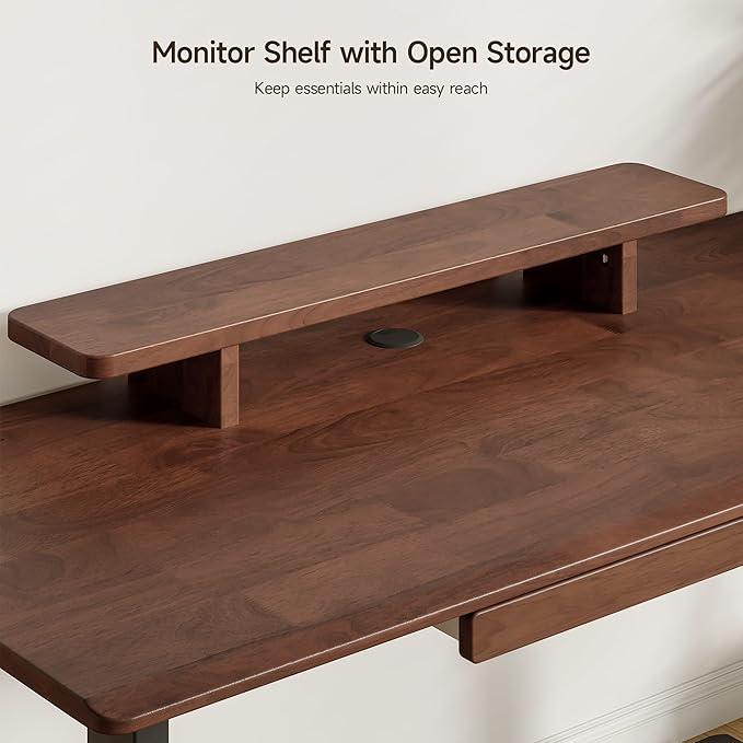 ONBRILL Standing Desk with Drawer, 55x23.6 Inches Solid Wood Desktop Stand Up - Image 6