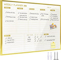 Gold Weekly Dry Erase Board for Wall, Small Magnetic Dry Erase Weekly Calendar by Marribol